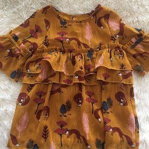 Toddler Mustard Fox Dress